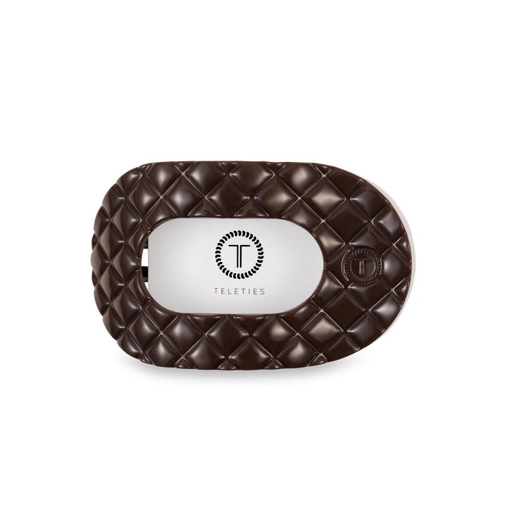 Flat Round Hair Clip | Medium | Truly Taupe Quilted