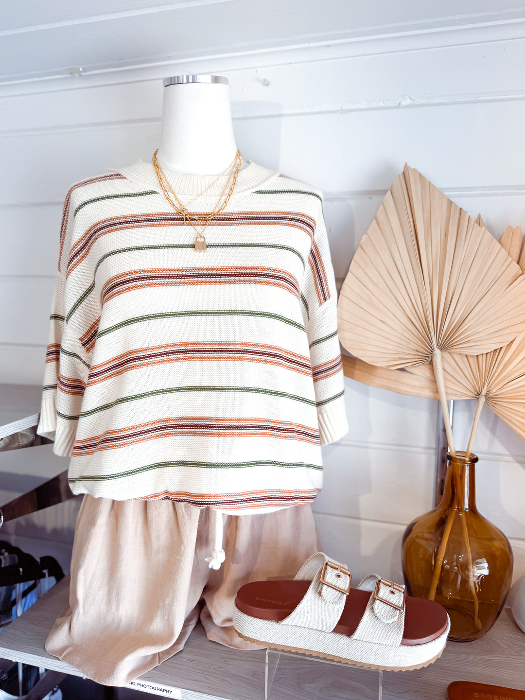 Striped Drop Shoulder Sweater Tee