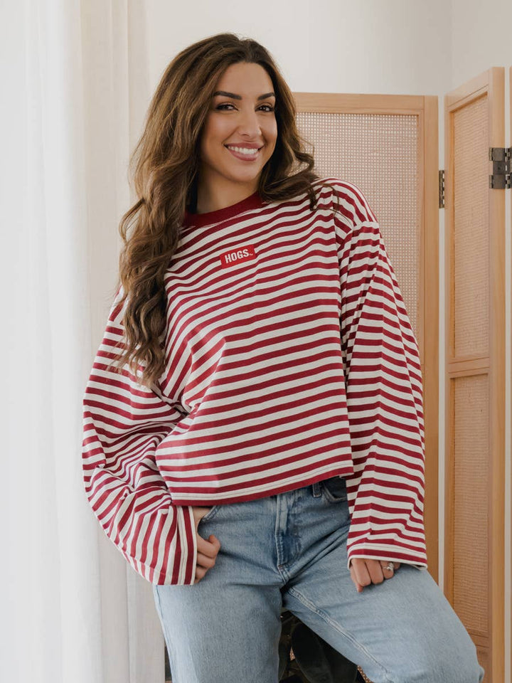 Arkansas Razorbacks Block Stitch Stripe Long Sleeve Tee