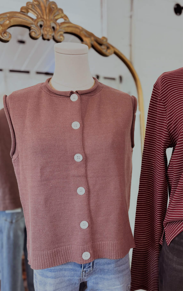 Sweet Gather Button-up Sweater Vest