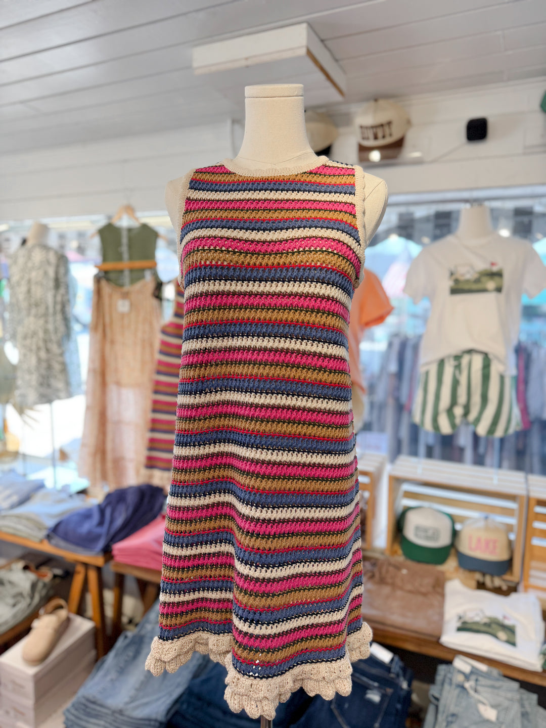 knitted colorful dress Color Block Knit Sweater Dress