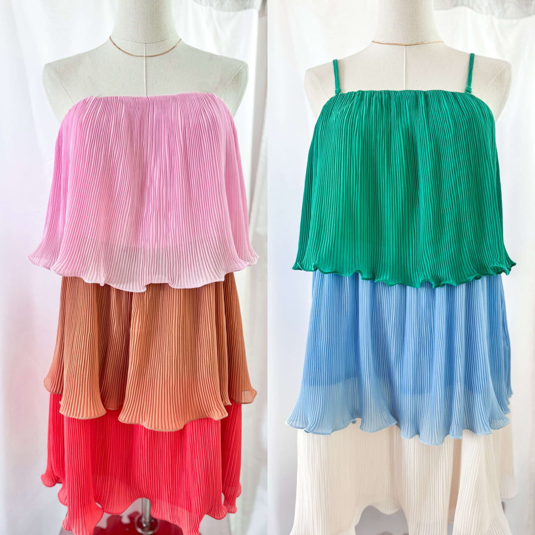 Cheerful Chase Colorblock Tiered Mini Dress