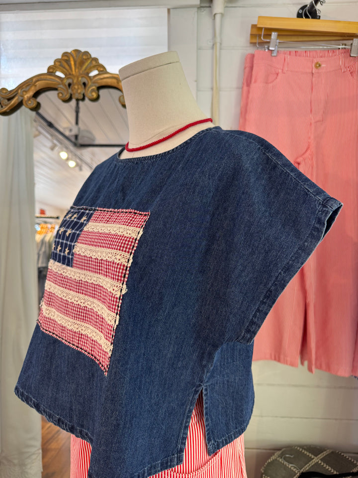 Patched Flag Cotton Top