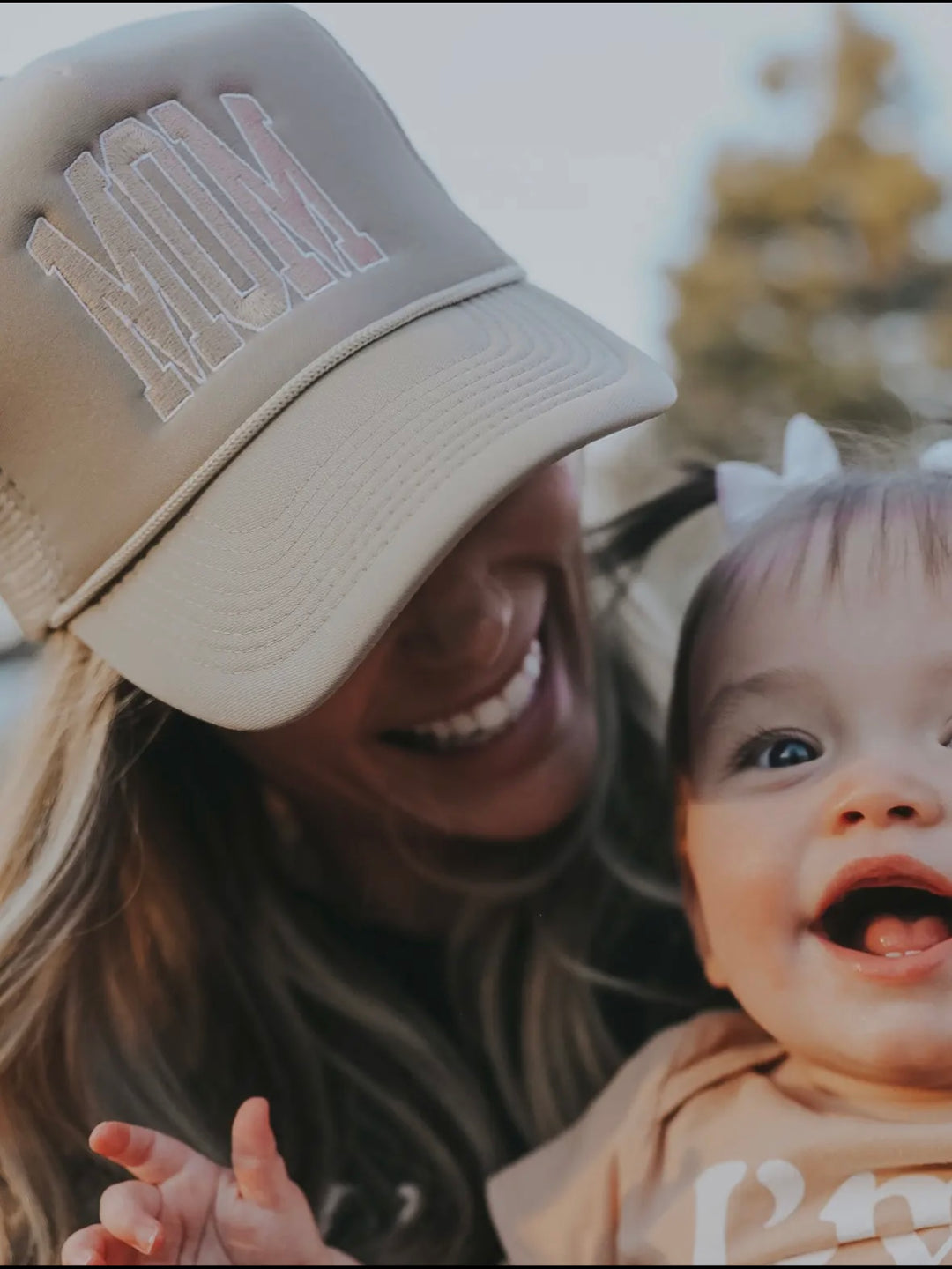 Mom Block Tan Trucker Hat