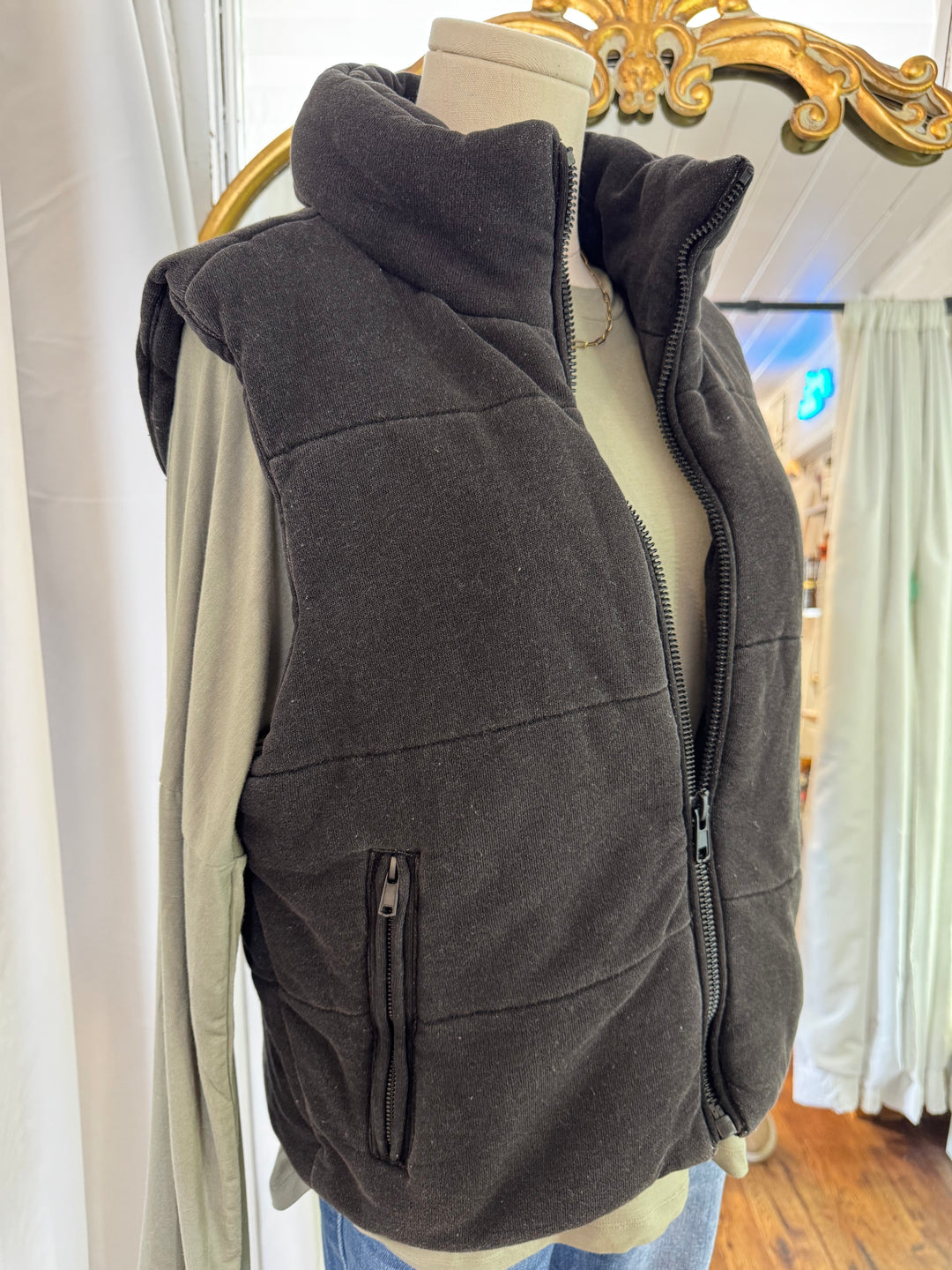Charcoal Puffer Vest