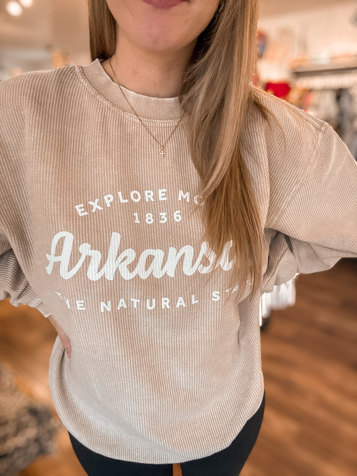 Explore More Arkansas 1836 Corded Crewneck Sweatshirt