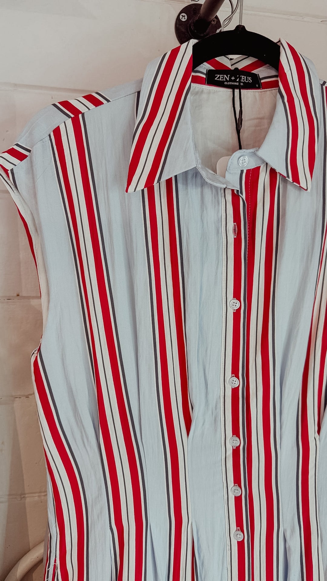 Fitted Bodice Striped Button Down Midi Dress