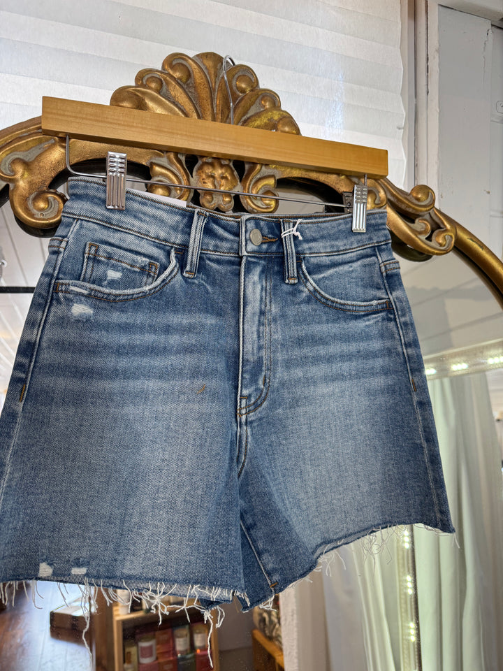 Rebecca Super High Rise A Line Denim Shorts - Lover