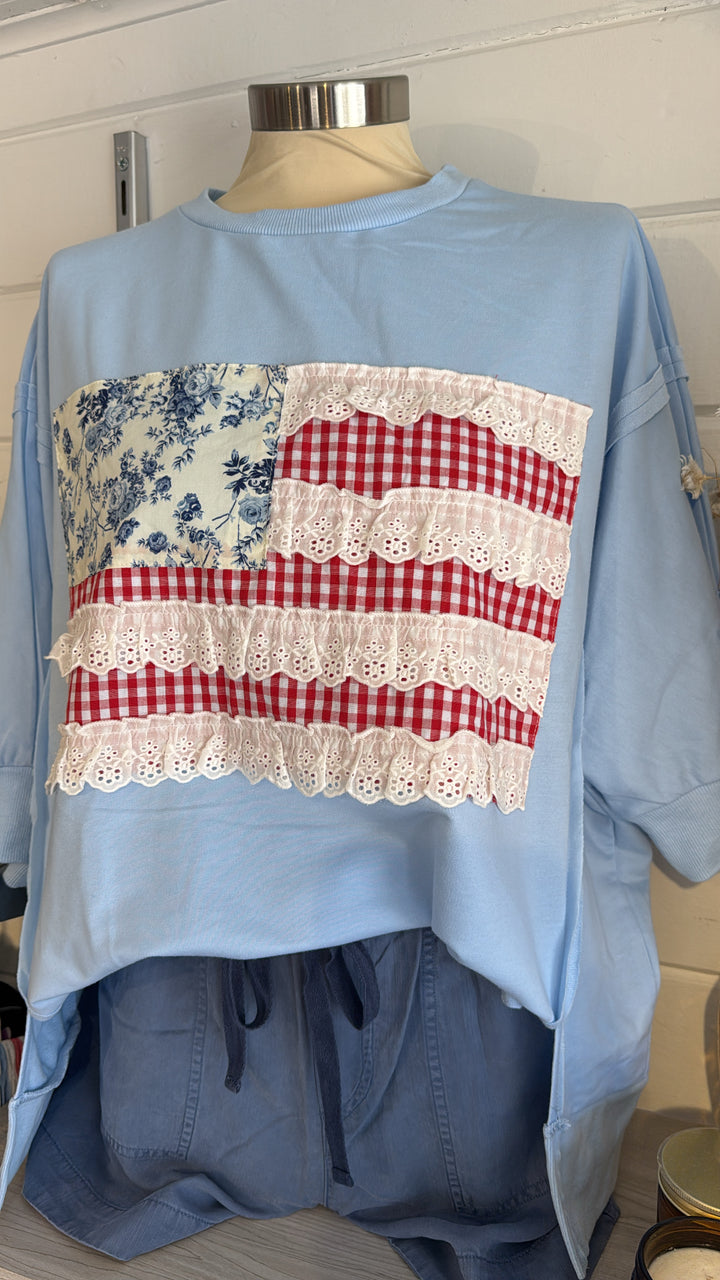 Patchwork Flag French Terry Top