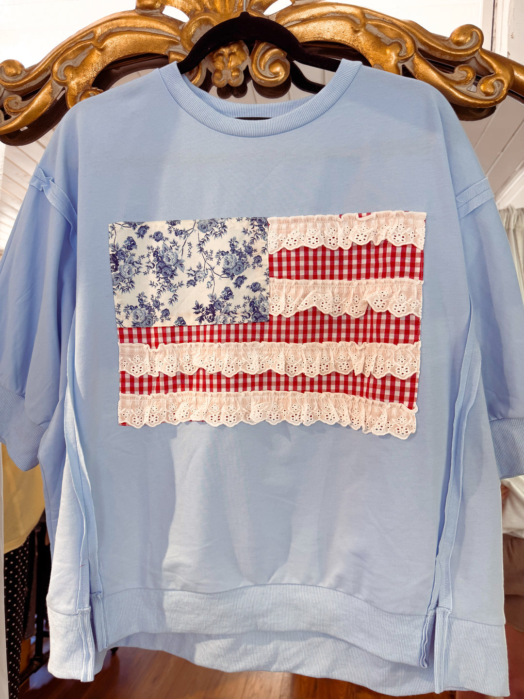 Patchwork Flag French Terry Top