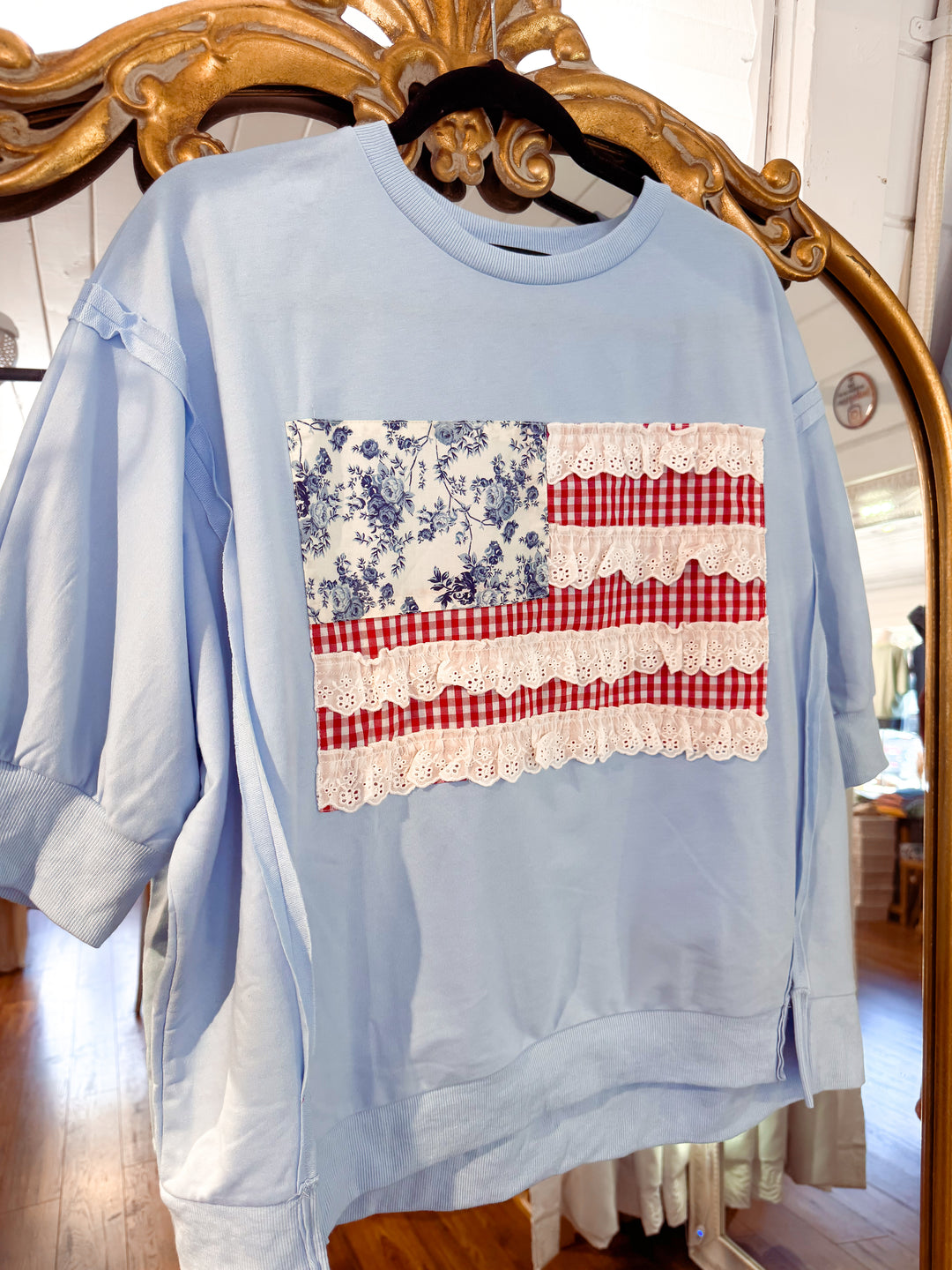 Patchwork Flag French Terry Top
