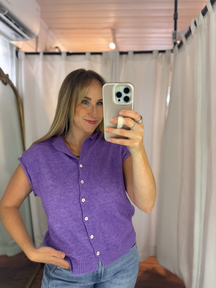 Sleeveless Sweater Cardigan Top