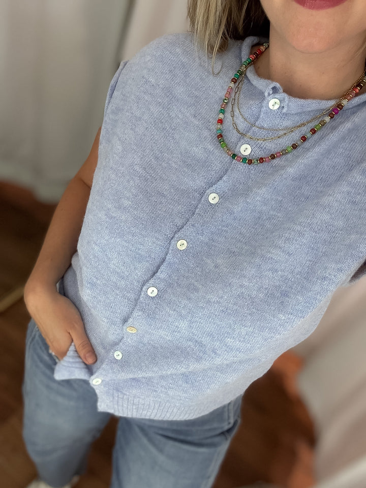 Sleeveless Sweater Cardigan Top