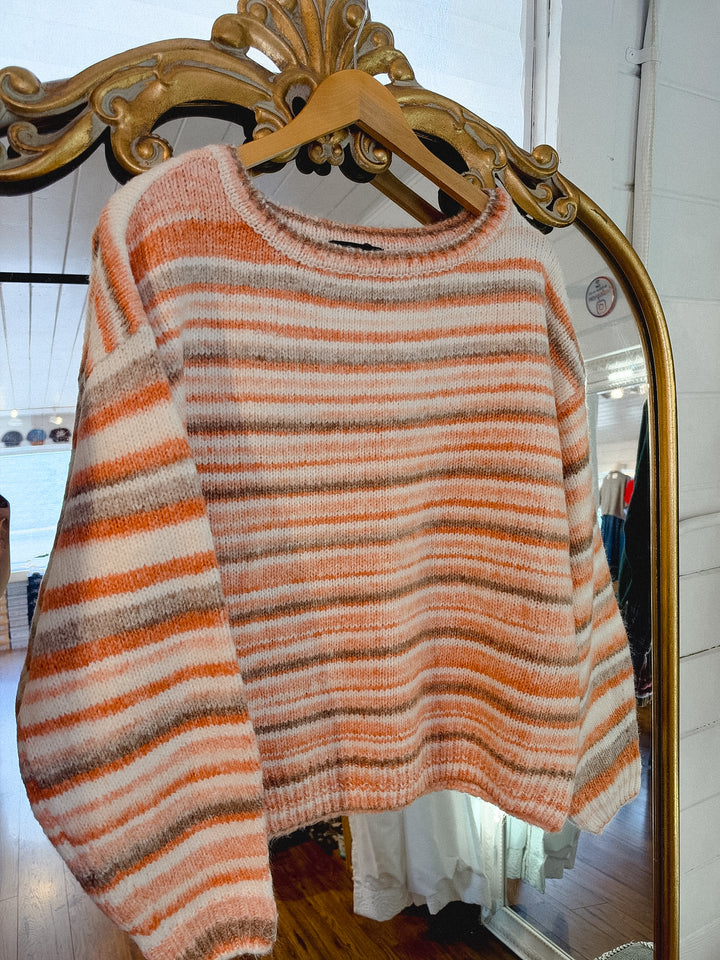 Autumn Sunset Striped Sweater Top