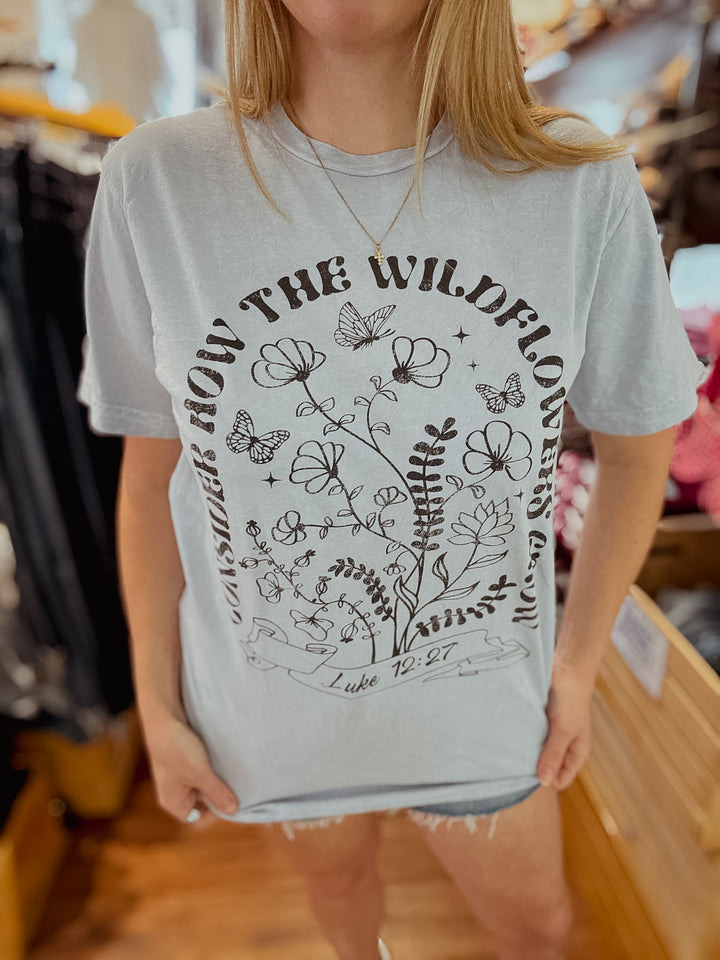 Consider How the Wild Flowers Grow Mineral Wash Graphic Tee