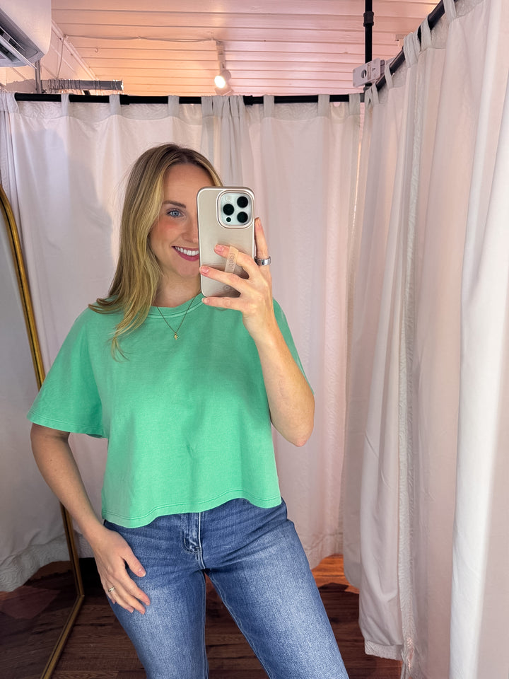 Flutter Sleeve Relaxed Crop Shirt