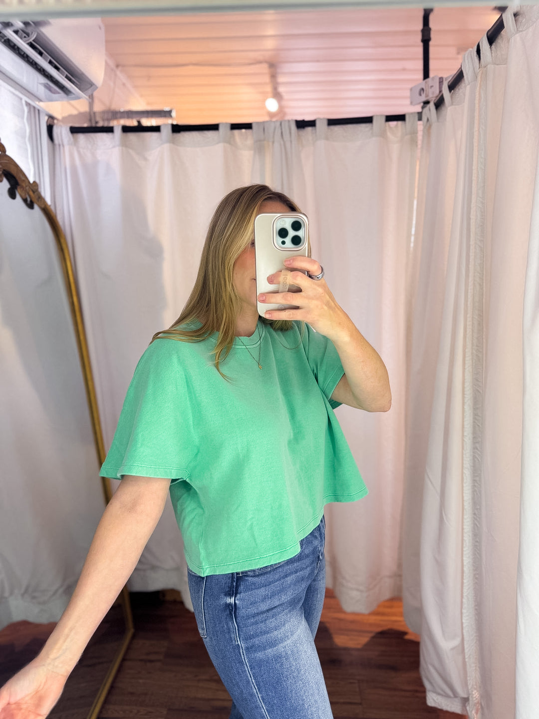 Flutter Sleeve Relaxed Crop Shirt