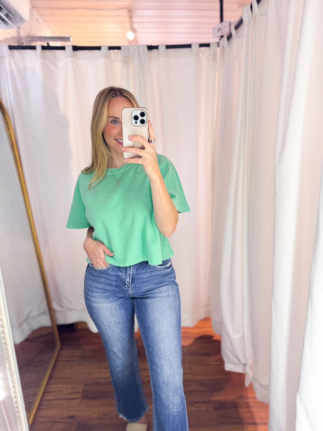 Flutter Sleeve Relaxed Crop Shirt
