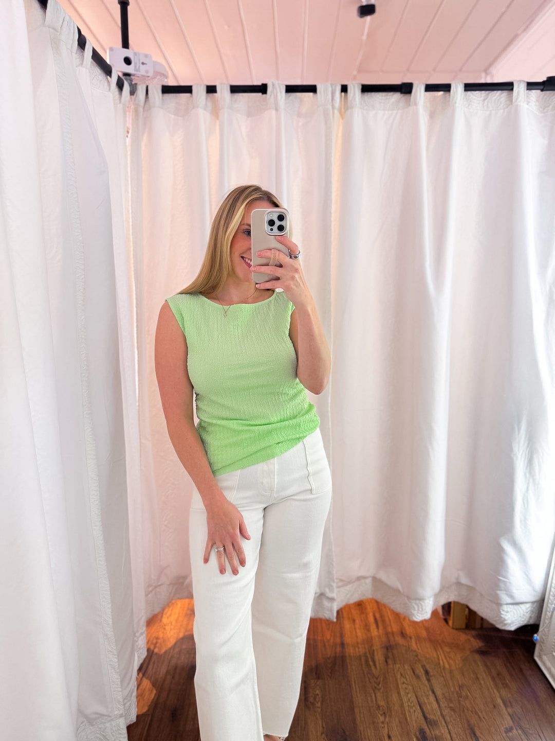 Mint Green Textured &amp; Ruched Knit Top