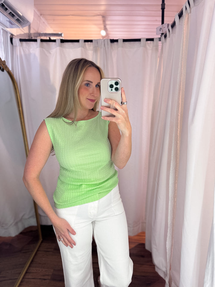 Mint Green Textured &amp; Ruched Knit Top