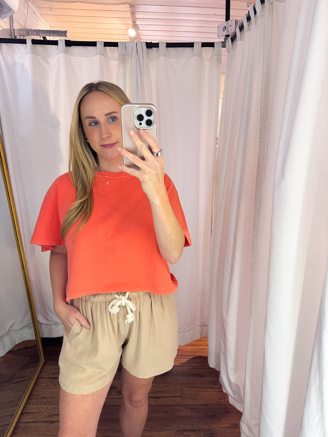 Flutter Sleeve Relaxed Crop Shirt