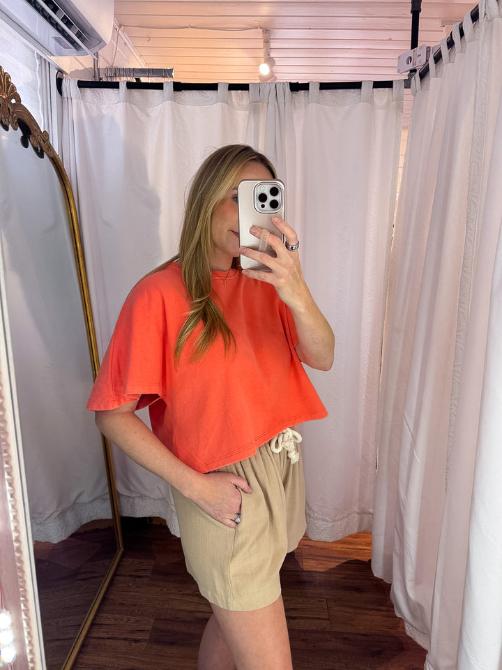 Flutter Sleeve Relaxed Crop Shirt