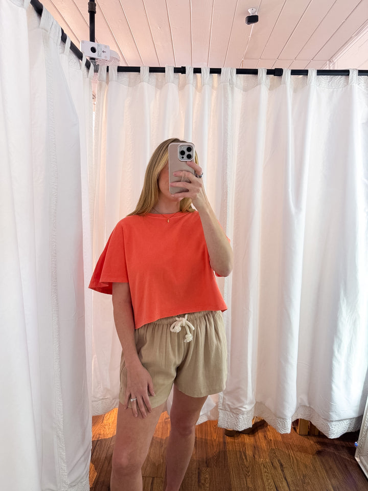 Flutter Sleeve Relaxed Crop Shirt