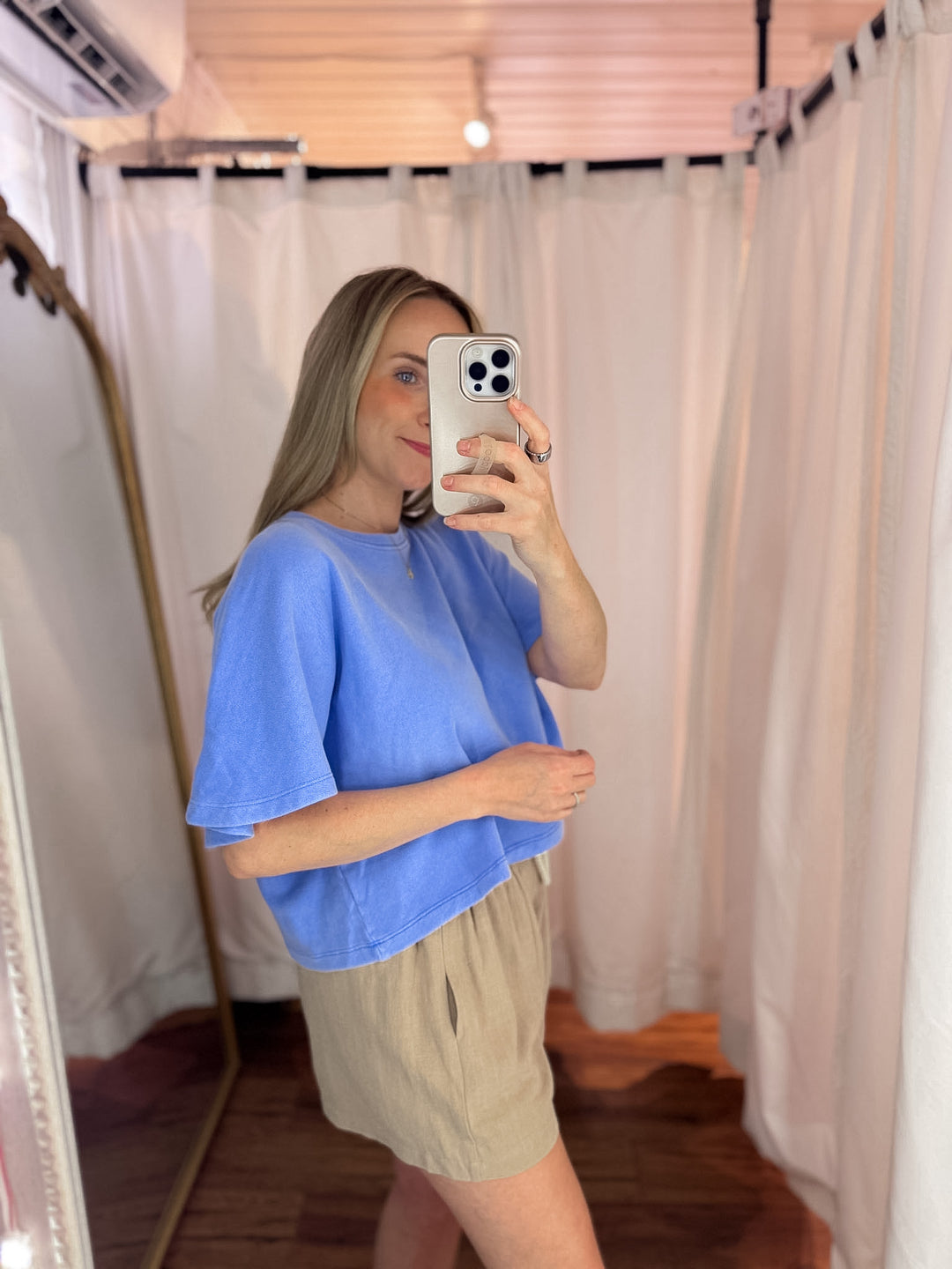 Flutter Sleeve Relaxed Crop Shirt