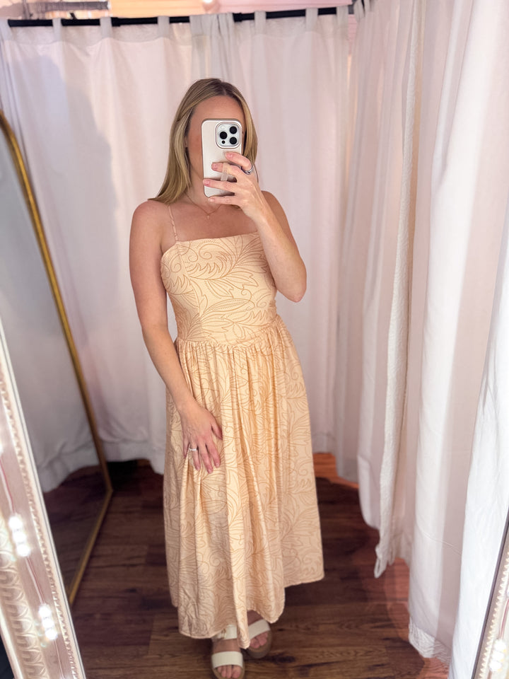 Honey Breeze Basque Waist Sleeveless Midi Dress