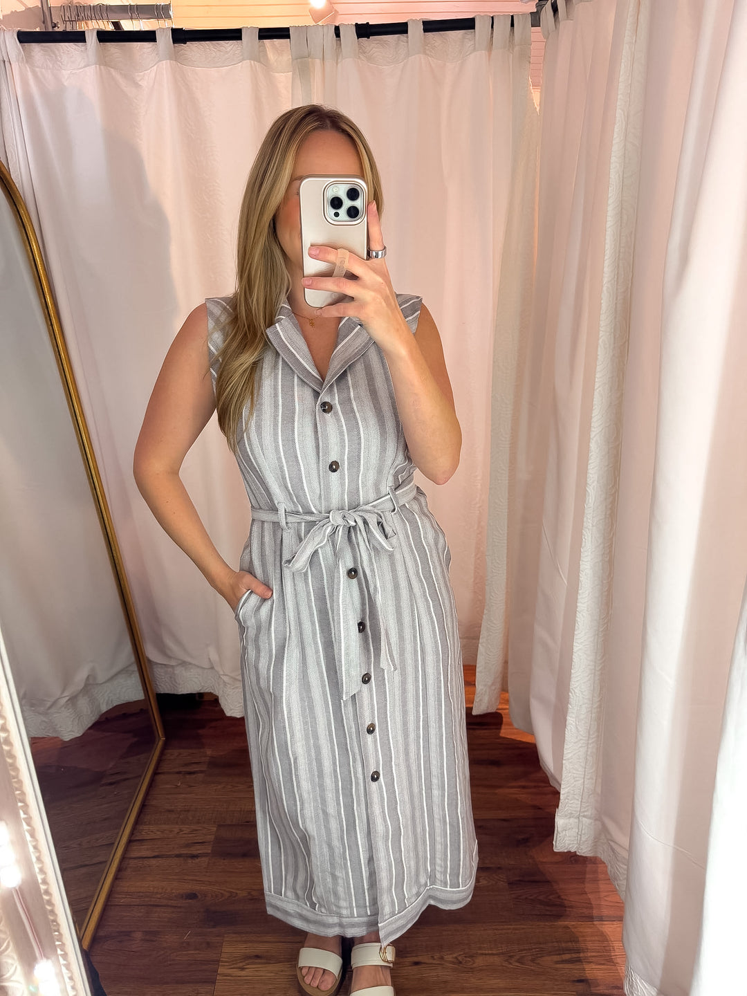Avery Belted Midi Dress