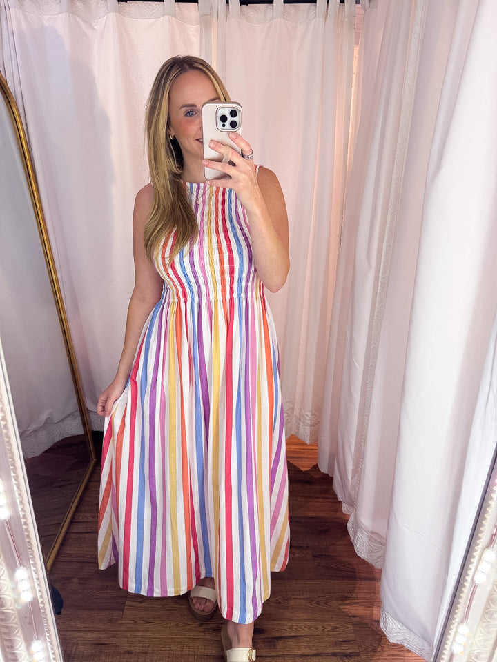 Sweet Escape Colorful Stripe Midi Dress