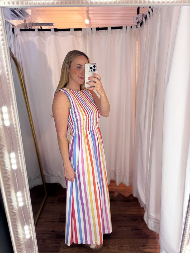 Sweet Escape Colorful Stripe Midi Dress