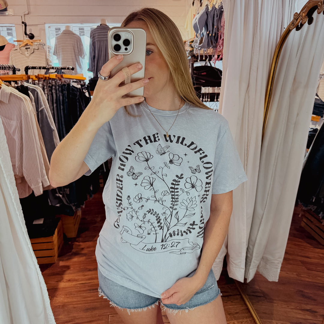 Consider How the Wild Flowers Grow Mineral Wash Graphic Tee