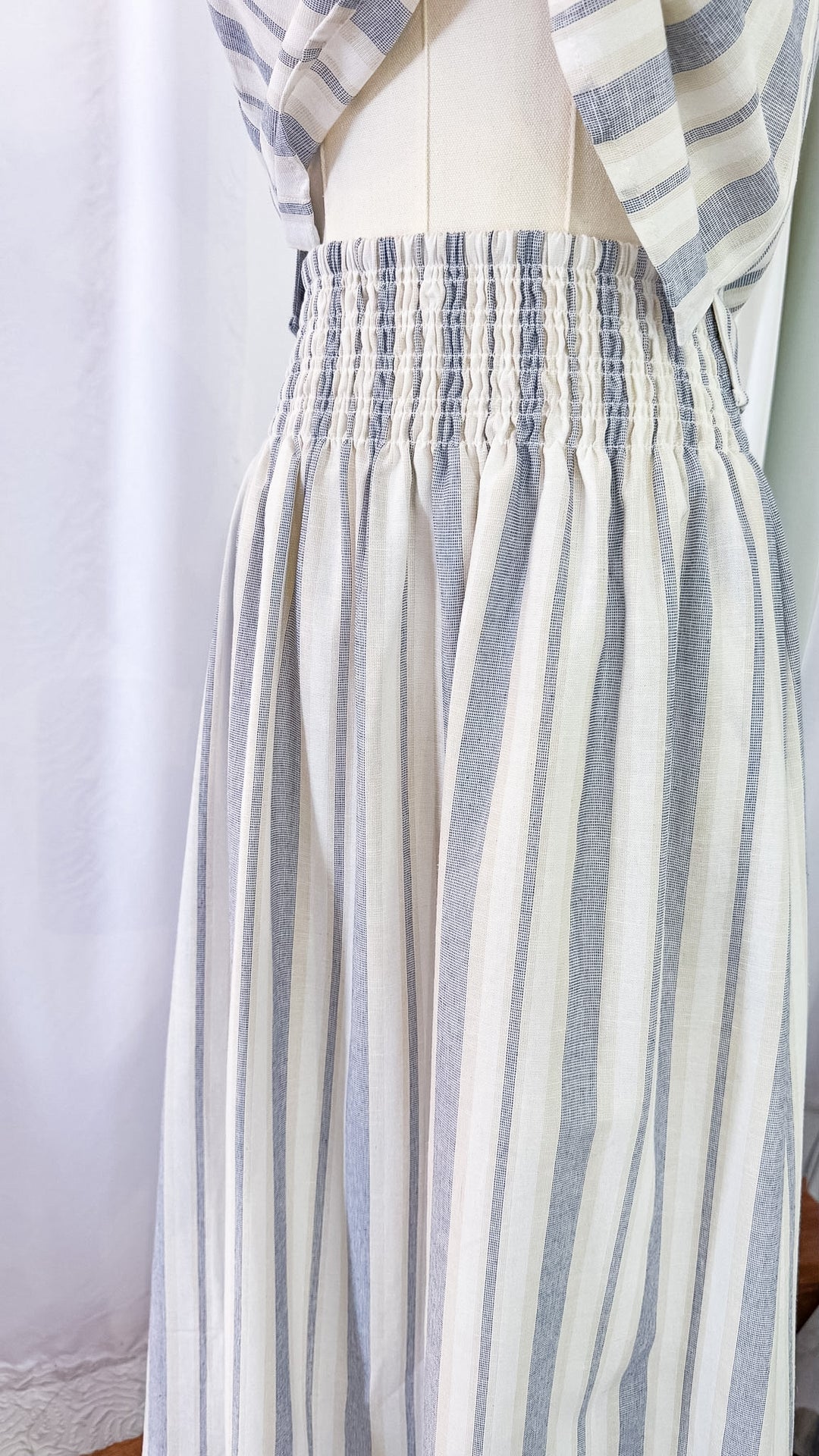 Take a Stroll Stripe Cotton Linen Midi Skirt