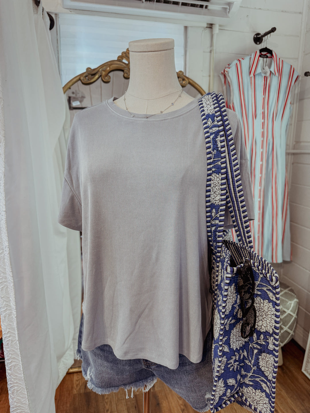Stevie Acid Wash Drop Shoulder Tee