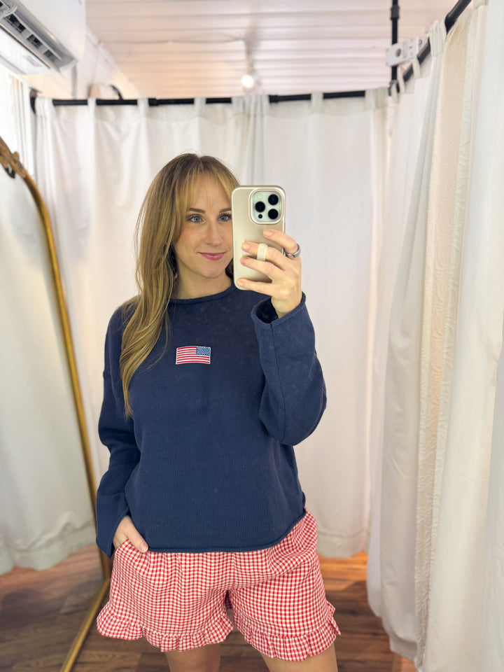 USA Flag Embroidered Sweater