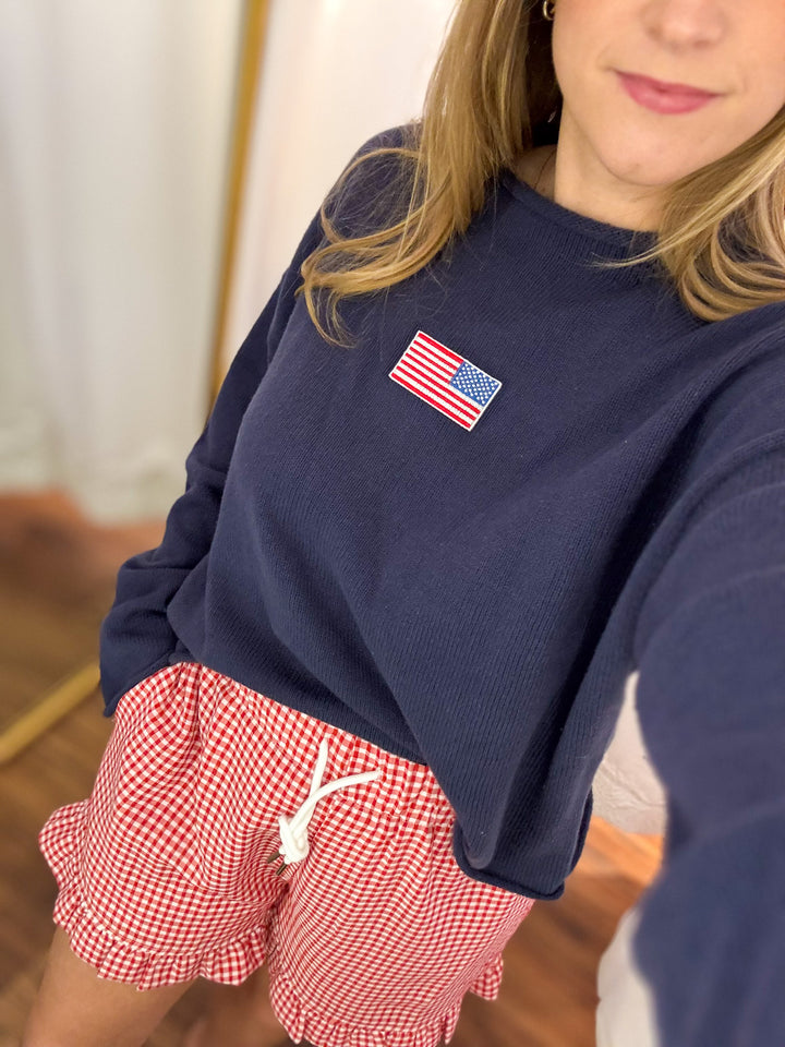 USA Flag Embroidered Sweater