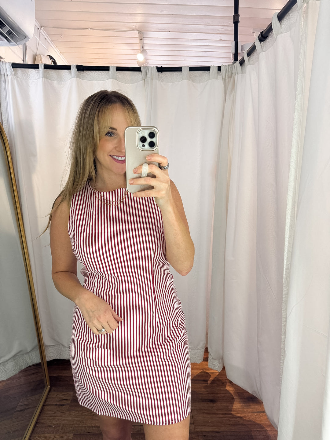 Sleeveless Striped Mini Dress