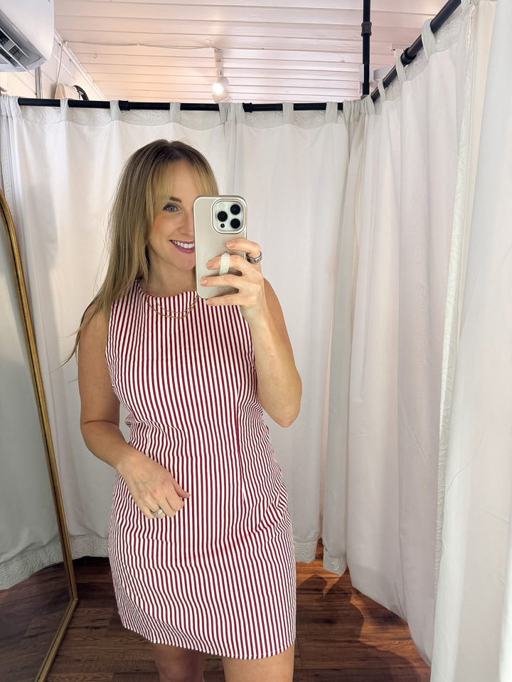 Sleeveless Striped Mini Dress