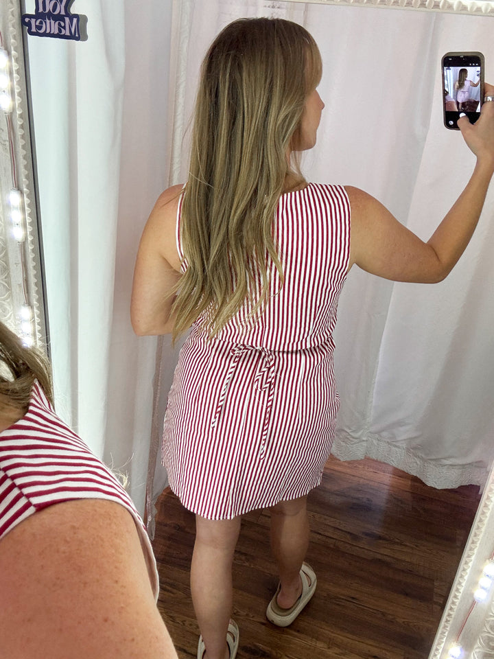 Sleeveless Striped Mini Dress