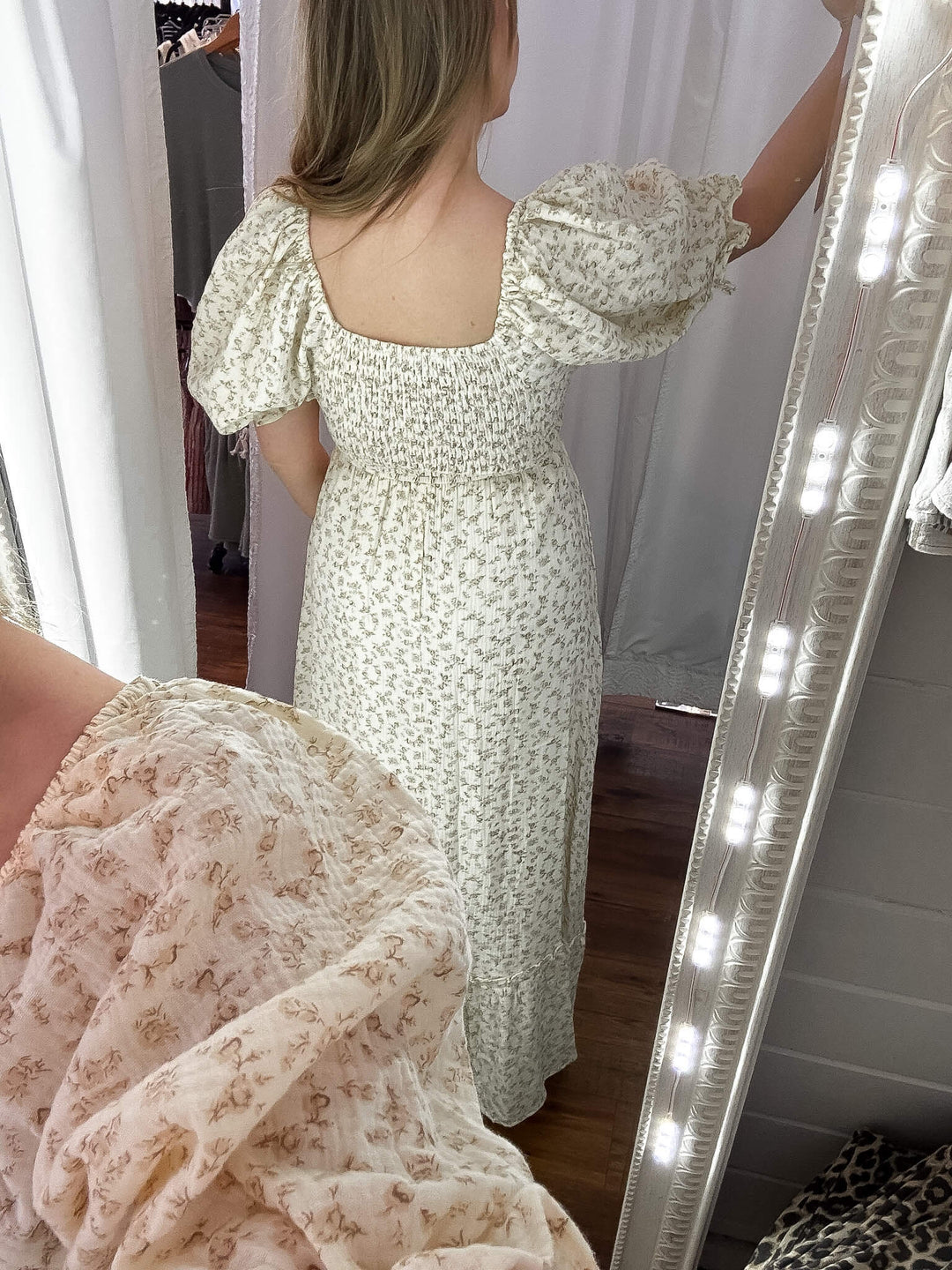 Esther Neutral Floral Cotton Maxi Dress
