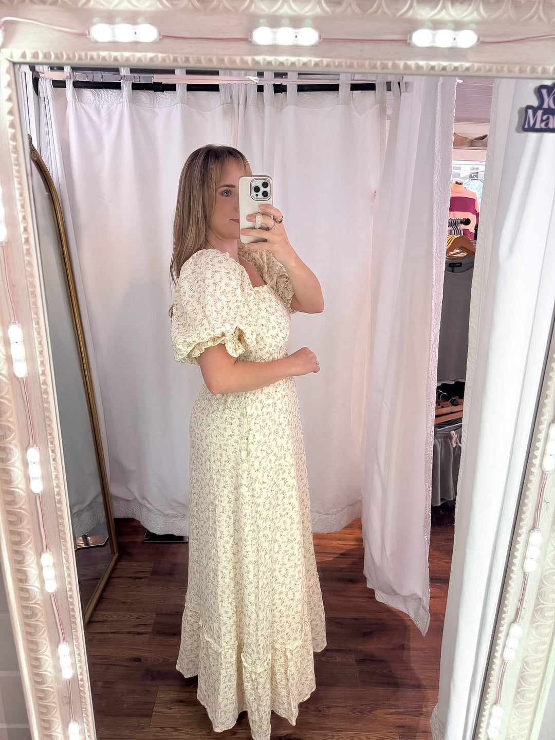 Esther Neutral Floral Cotton Maxi Dress