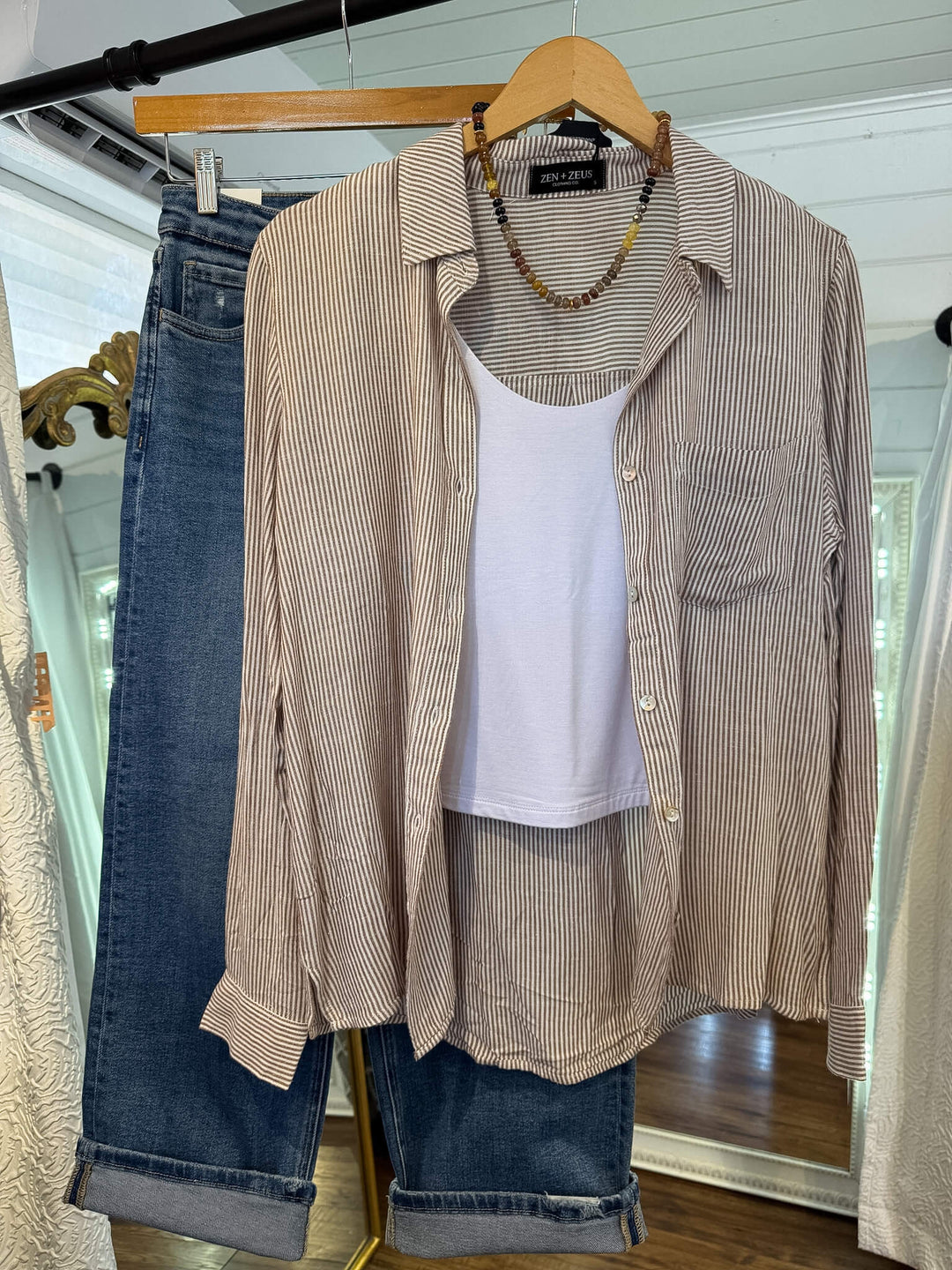 Button-up Linen Blend Collared Shirt