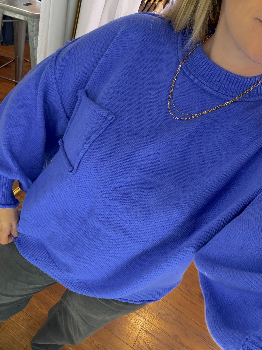 Cobalt Blue Oversized Sweater Top
