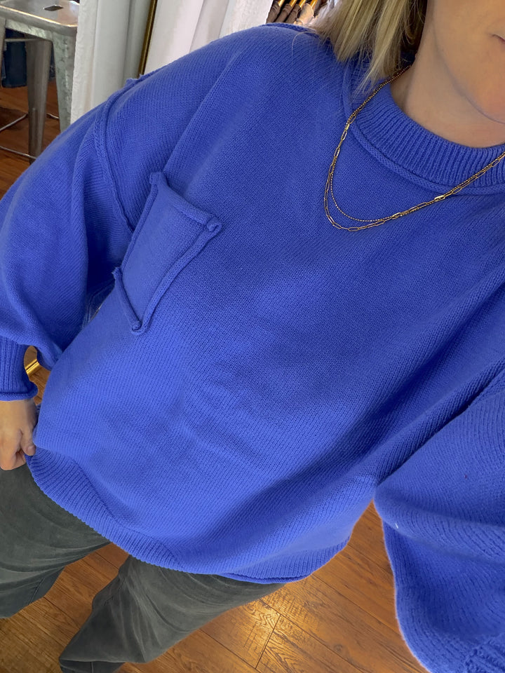 Cobalt Blue Oversized Sweater Top