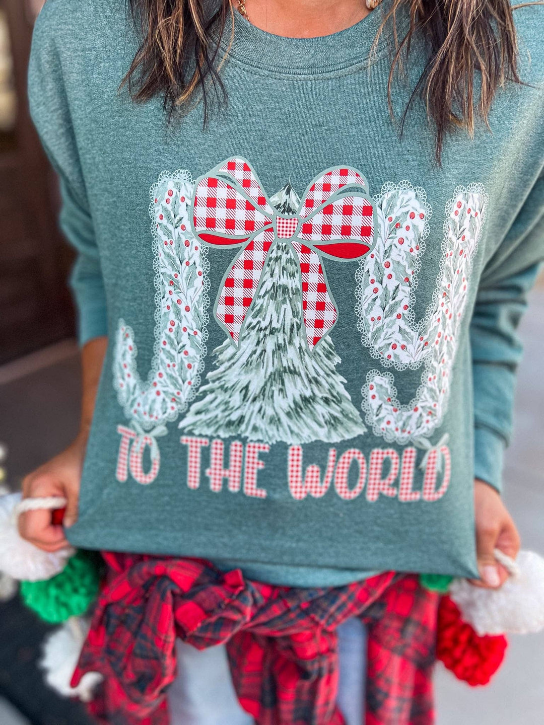 green joy to the world christmas sweatshirt