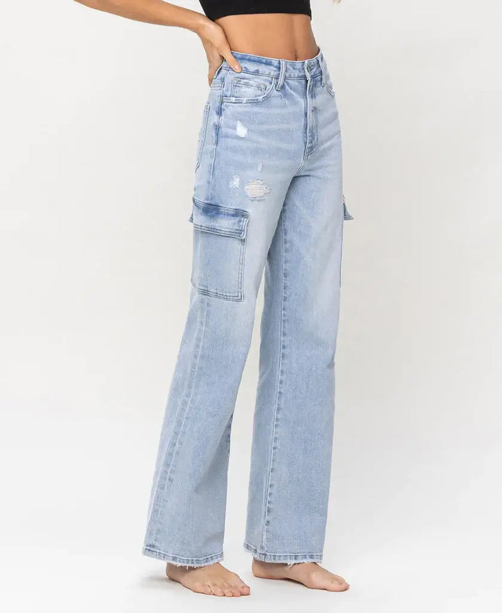 90s Vintage Straight Leg Cargo Stretch Jean