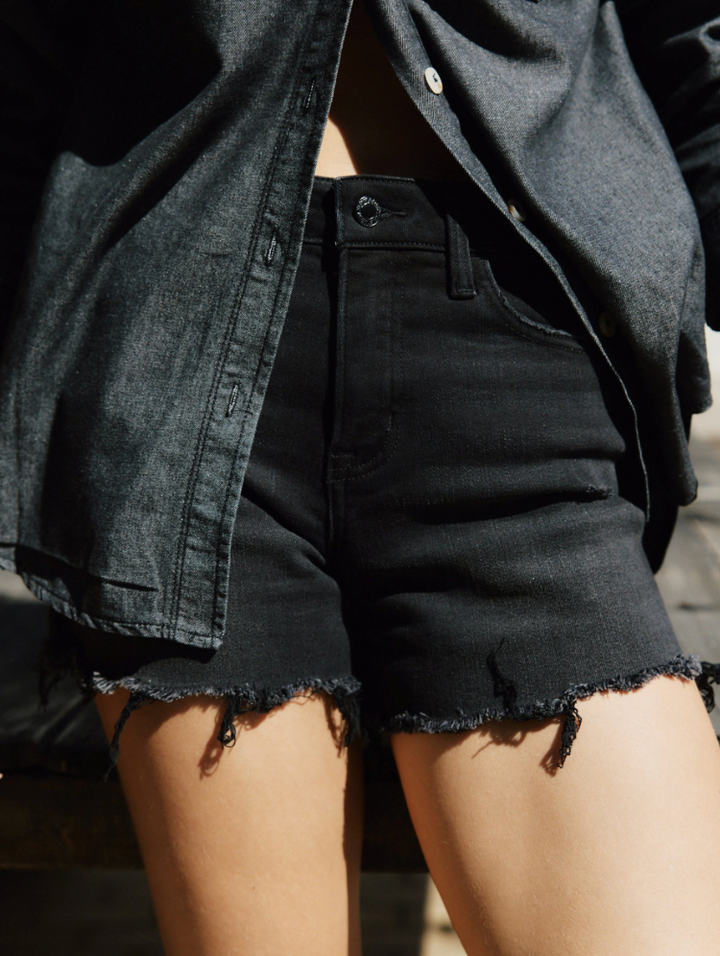 Rebecca High Rise Black Denim Shorts