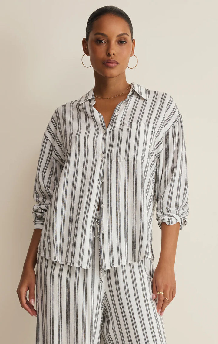 Z SUPPLY: The Perfect Striped Button Up - White