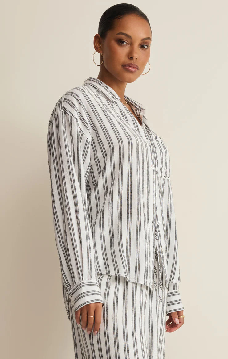 Z SUPPLY: The Perfect Striped Button Up - White